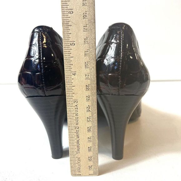 Eurosoft by Sofft Women's Size 8.5 M Pumps Glossy Croc Print Slip On Brown Heels - Picture 10 of 12